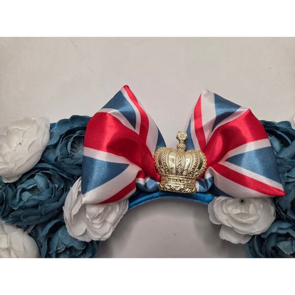 Disney Union Jack Crown Floral Minnie Mouse Ear Headband - Picture 2 of 5